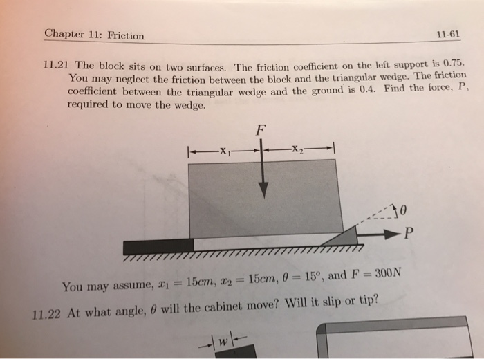 Solved Chapter 11: Friction 11-61 11.21 The block sits on | Chegg.com
