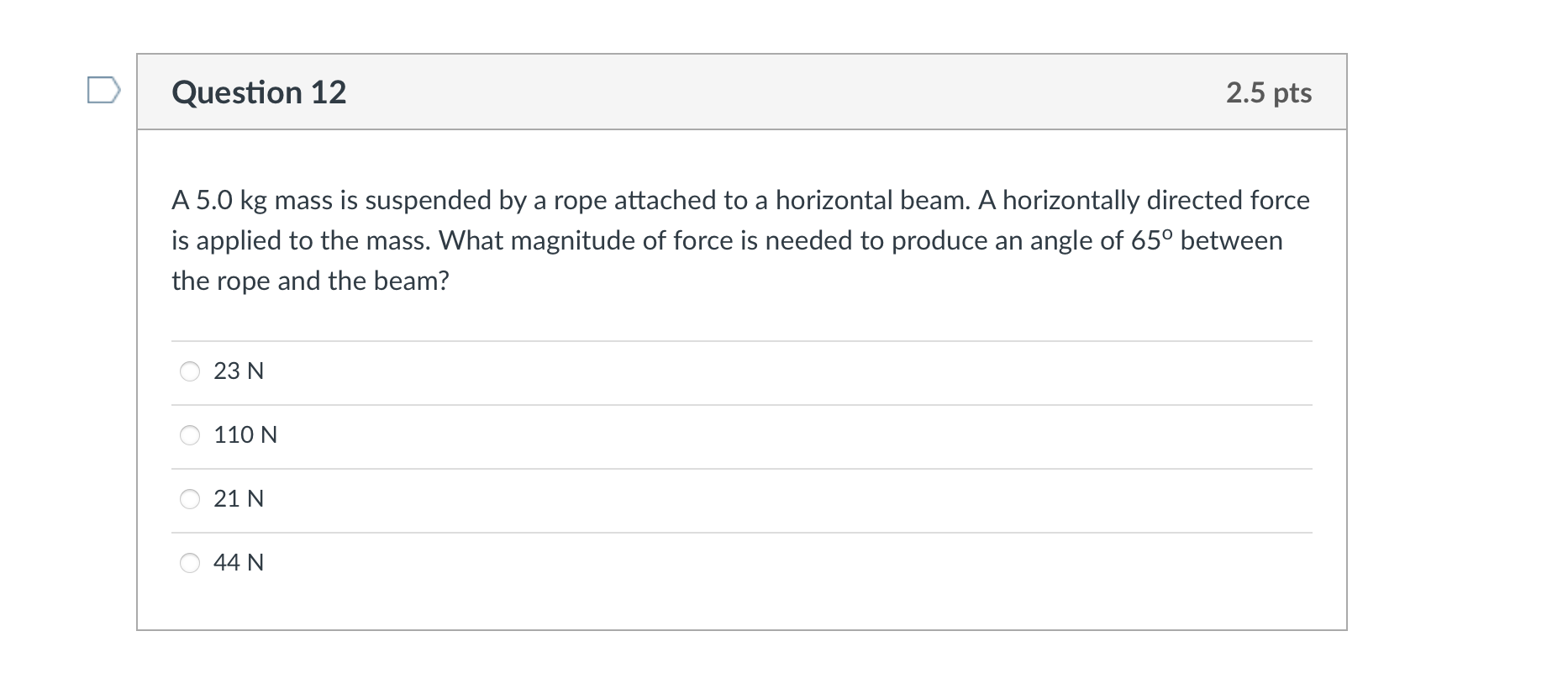 Solved Question 12 2.5 Pts A 5.0 Kg Mass Is Suspended By A | Chegg.com