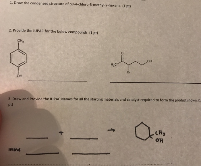 Solved 1. Draw the condensed structure of | Chegg.com
