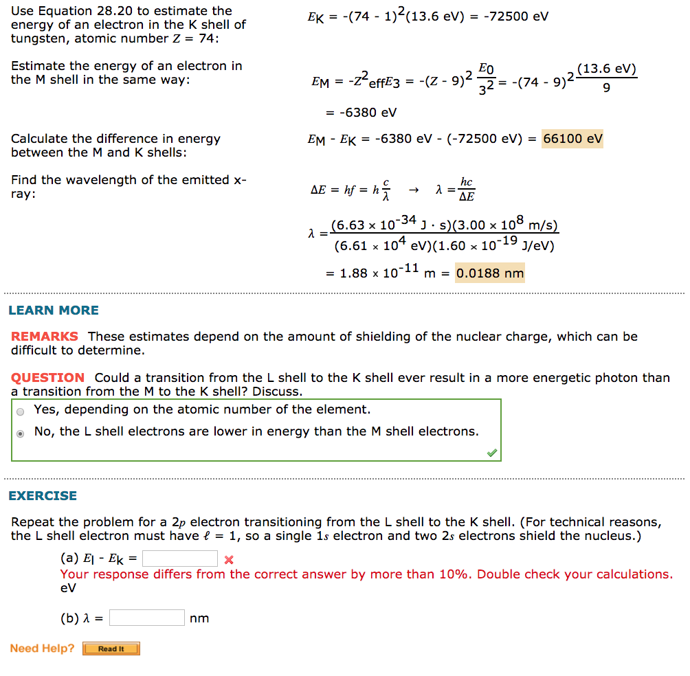 Solved Use Equation 28.20 to estimate the energy of an | Chegg.com