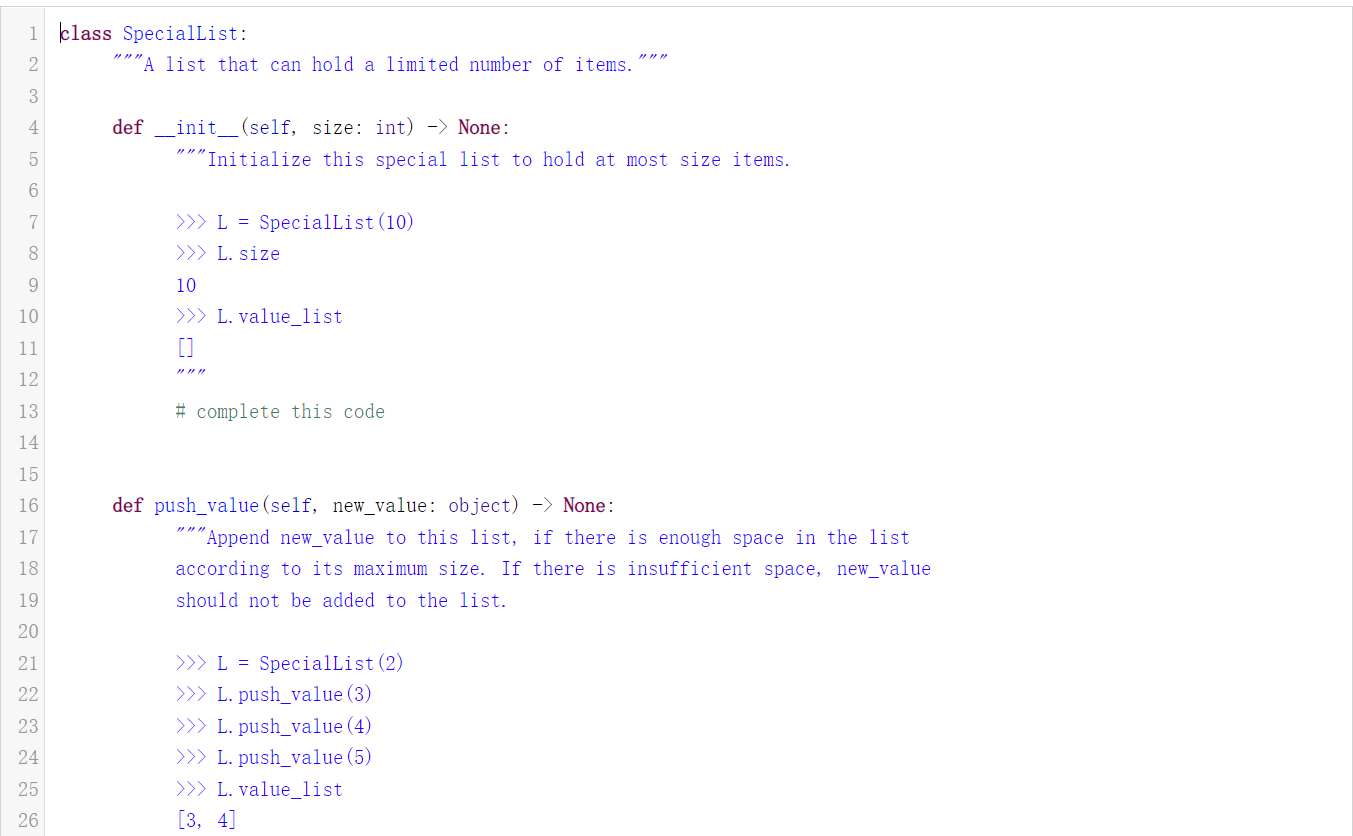 Solved Special List SpecialList is a class that has two | Chegg.com