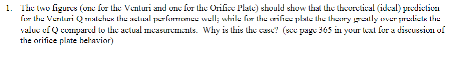 Solved 1. The two figures (one for the Venturi and one for | Chegg.com