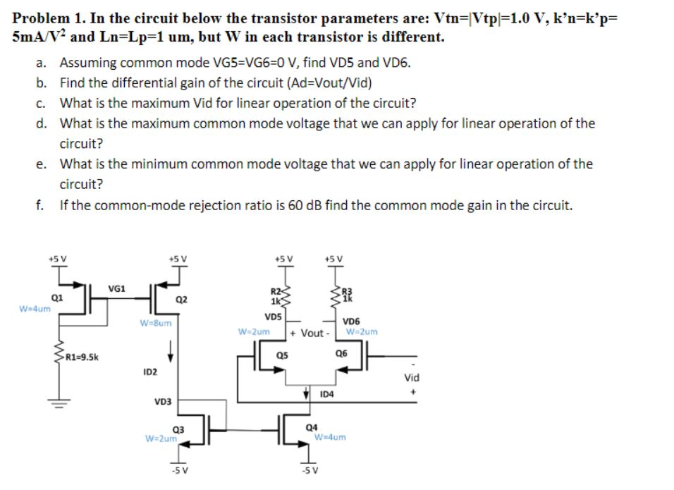 Solved Problem 1. In the circuit below the transistor | Chegg.com