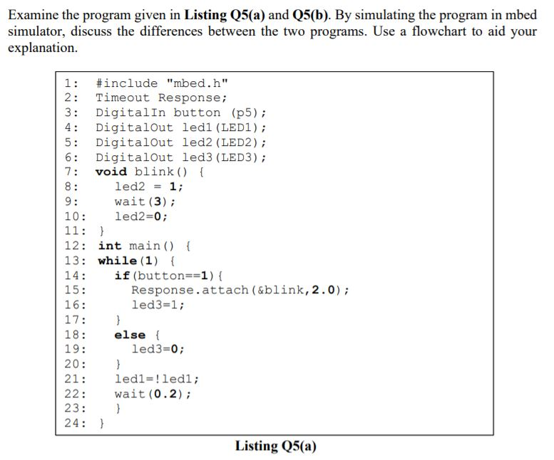 Solved Examine The Program Given In Listing Q5(a) And Q5(b). | Chegg.com