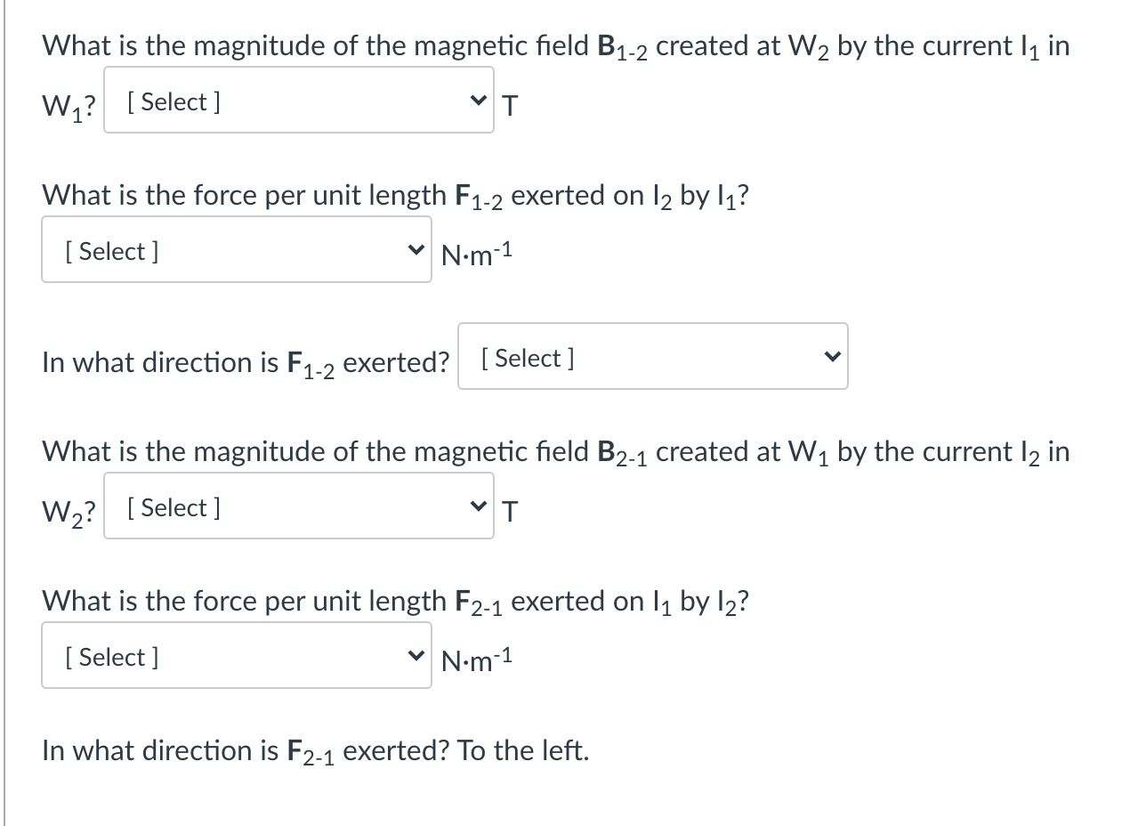 Solved Wi W2 1 12 D Two wires, W1 and W2, run parallel to