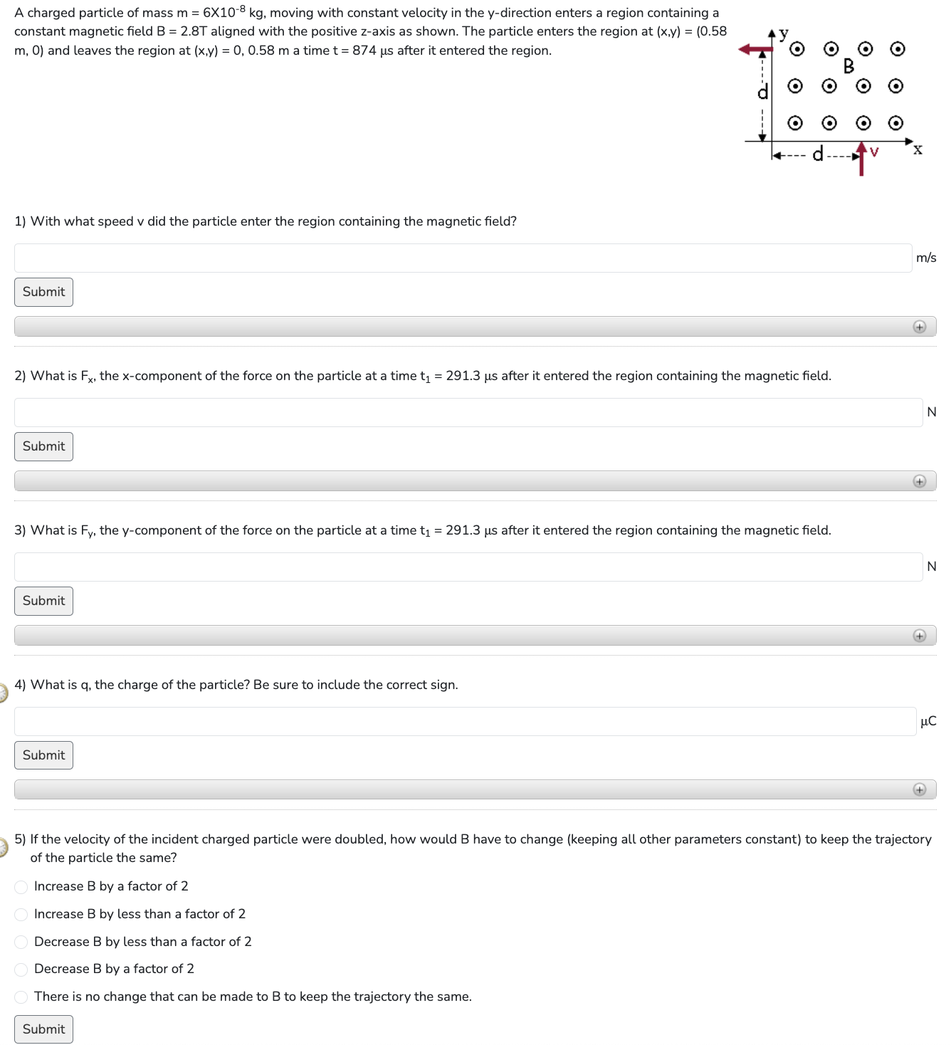 Solved A Charged Particle Of Mass M=6×10−8 Kg, Moving With | Chegg.com