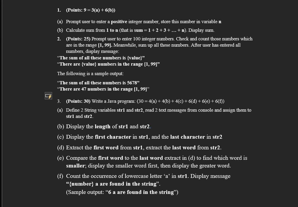 Solved 1. (Points: 9=3(a)+6( b) ) (a) Prompt user to enter a | Chegg.com