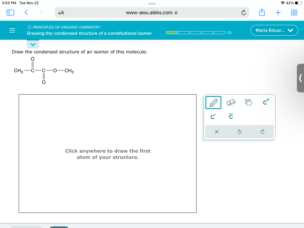 Solved Draw the condensed structure of an isomer of this