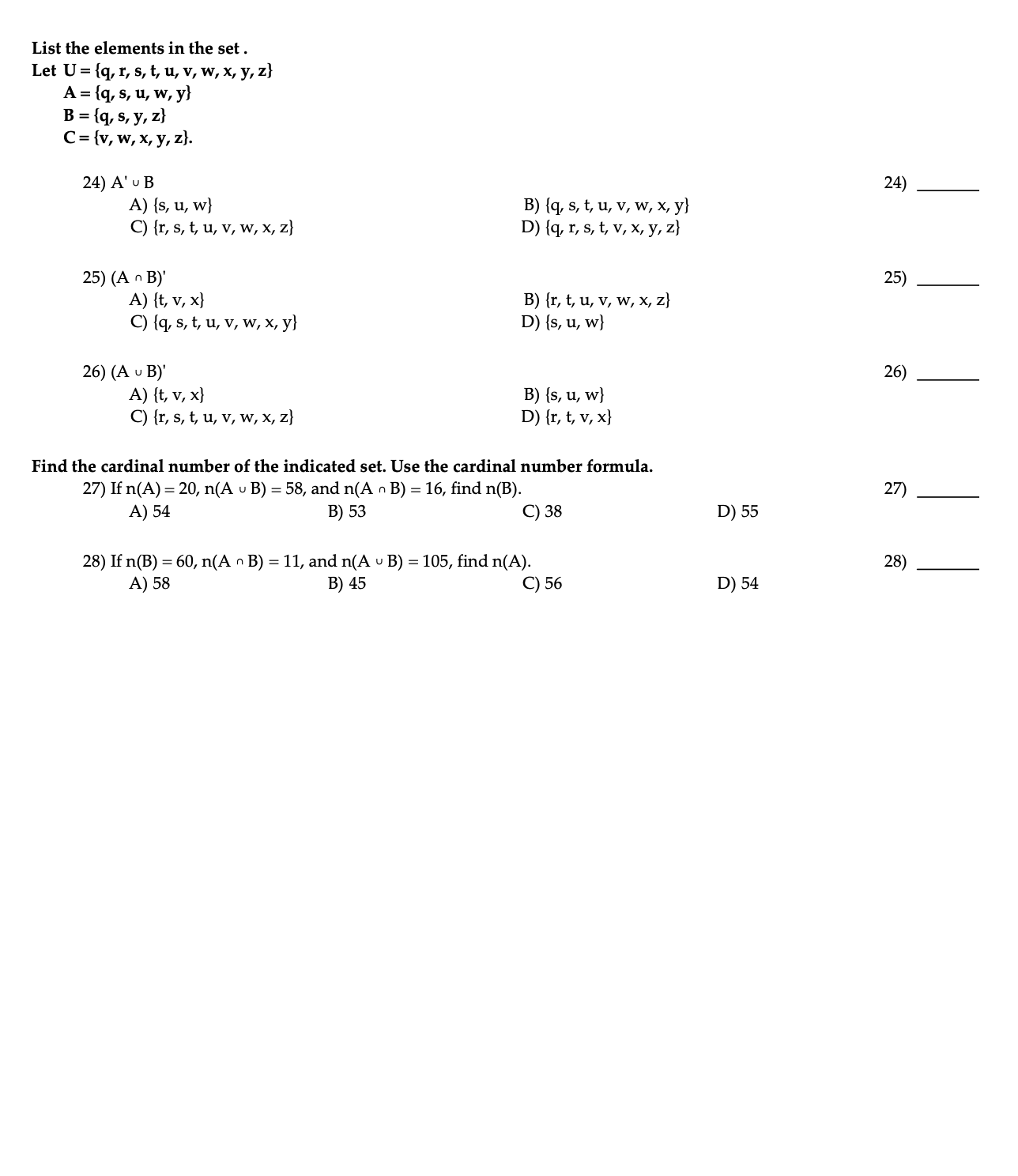 Solved List The Elements In The Set Let U Q R S T Chegg Com