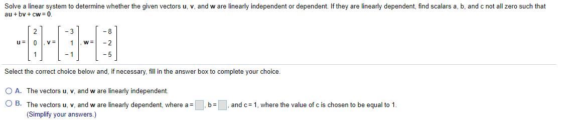 Solved Solve a linear system to determine whether the given | Chegg.com