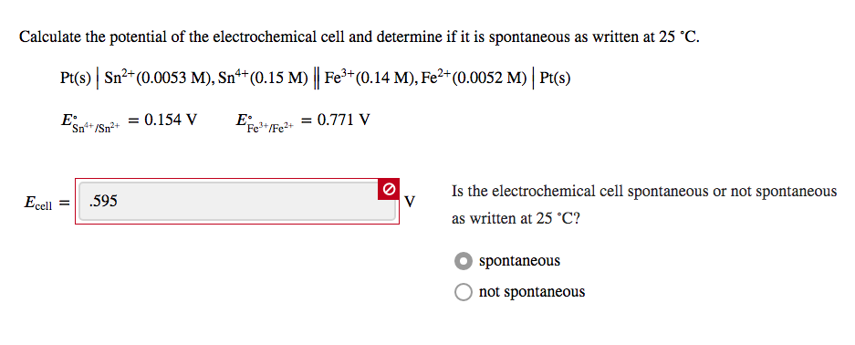 Solved Calculate The Potential Of The Electrochemical Cel Chegg Com