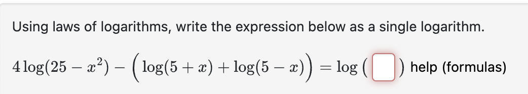 Solved Using Laws Of Logarithms, Write The Expression Below | Chegg.com