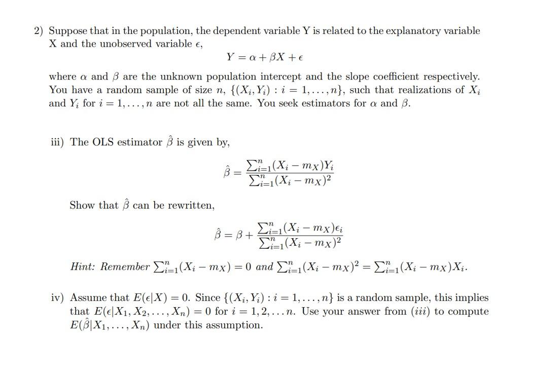 Solved 2 Suppose That In The Population The Dependent V Chegg Com