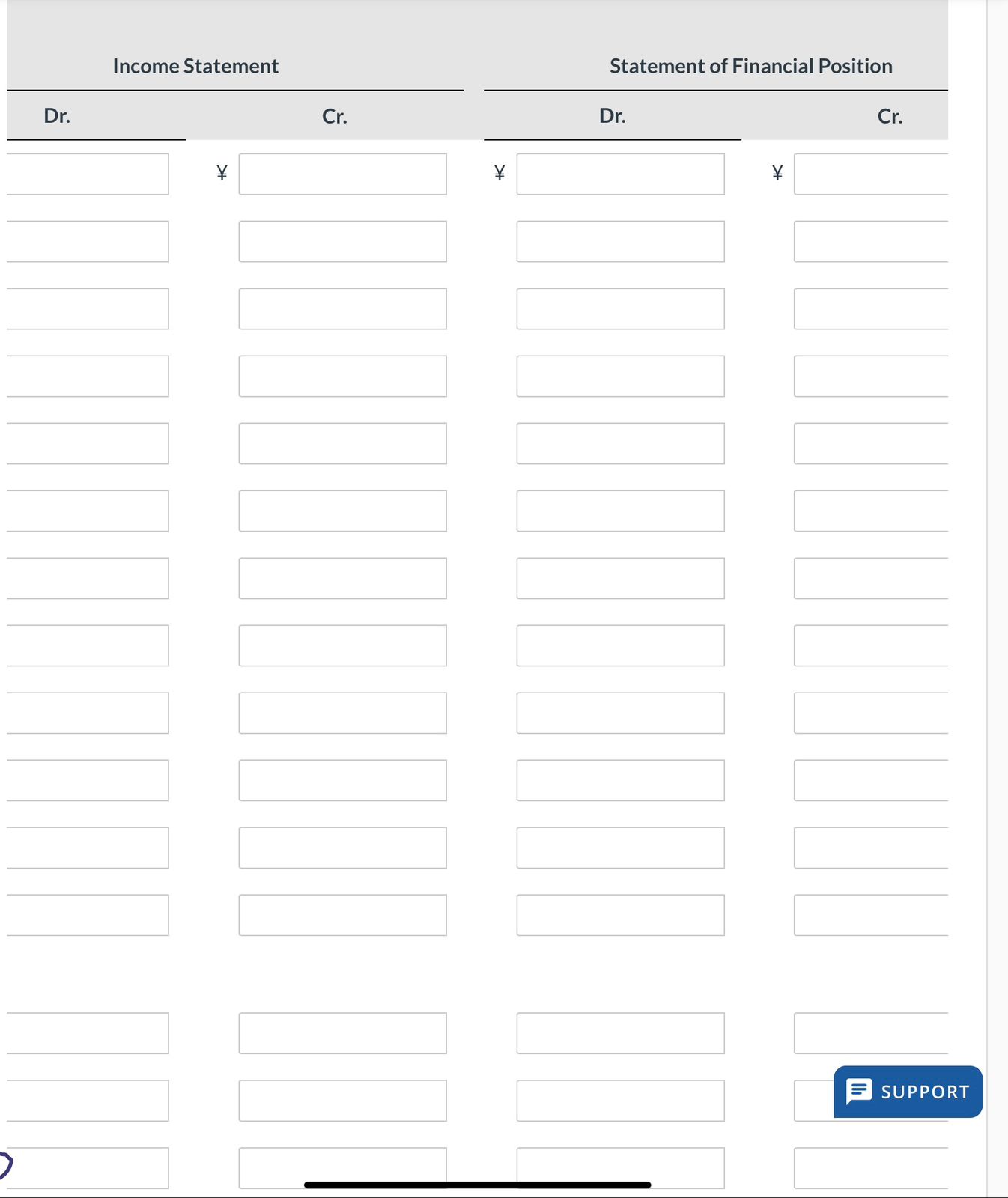 Solved Income Statement Dr. Cr. ¥ Statement of Financial | Chegg.com
