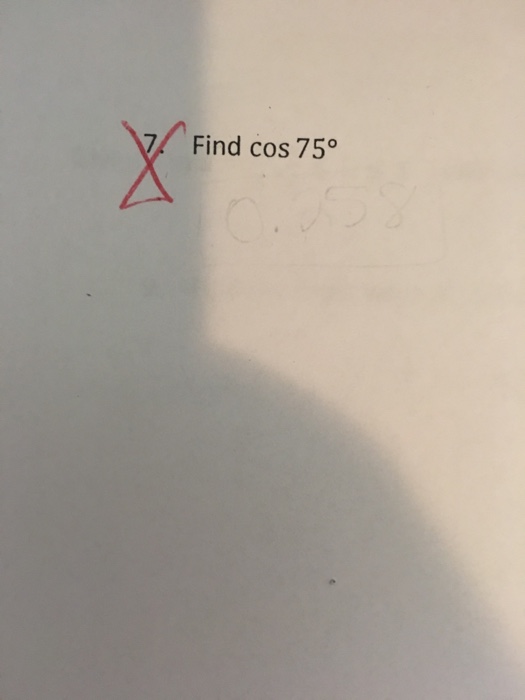 Solved Find cos 75° | Chegg.com
