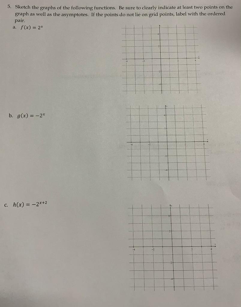 Solved 5. Sketch the graphs of the following functions. Be | Chegg.com