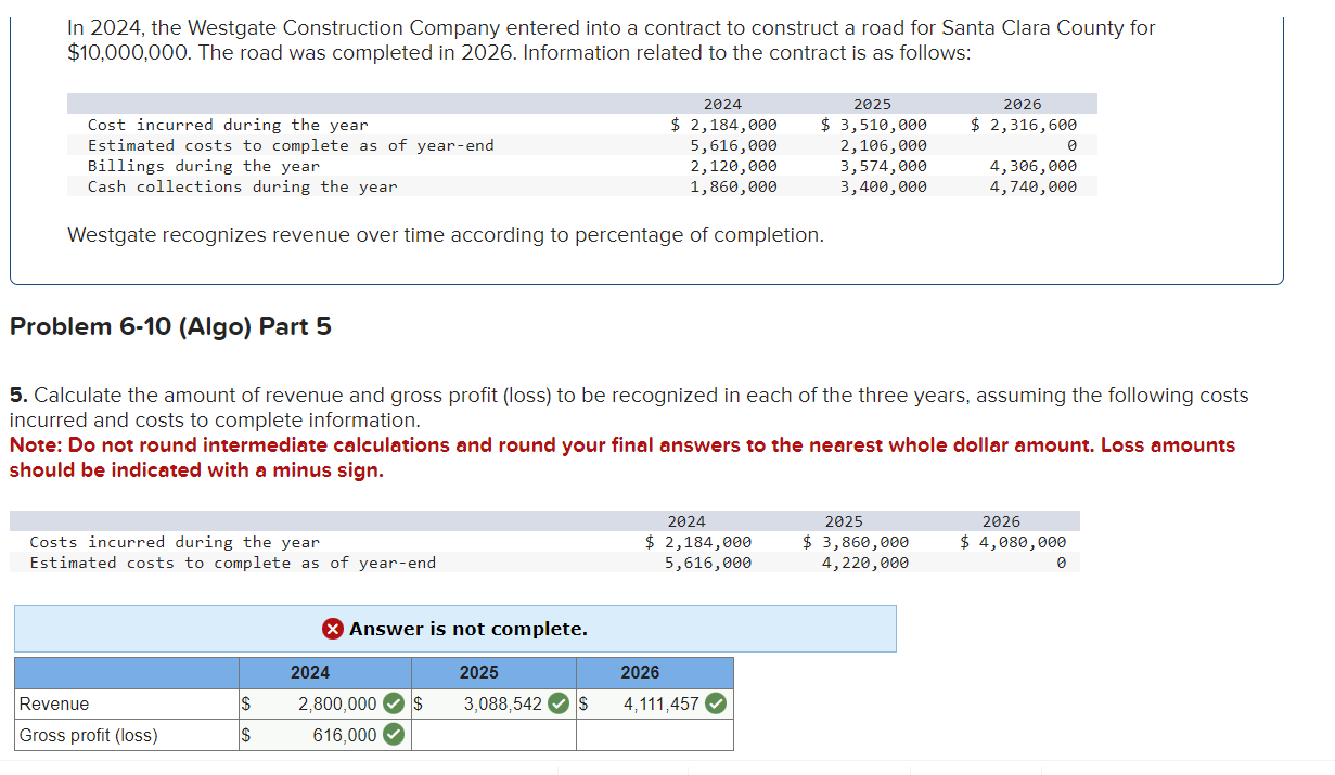 Solved In 2024, ﻿the Westgate Construction Company Entered | Chegg.com