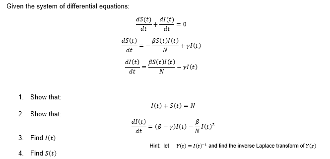 Given The System Of Differential Equations Ds T Chegg Com