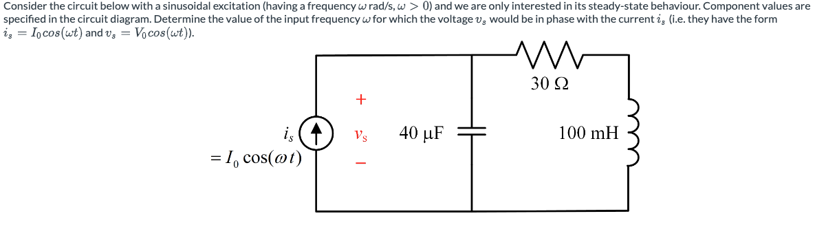 Solved Consider The Circuit Below With A Sinusoidal | Chegg.com