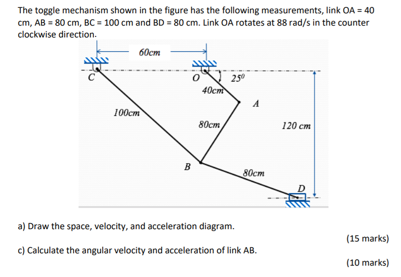 Solved The toggle mechanism shown in the figure has the | Chegg.com