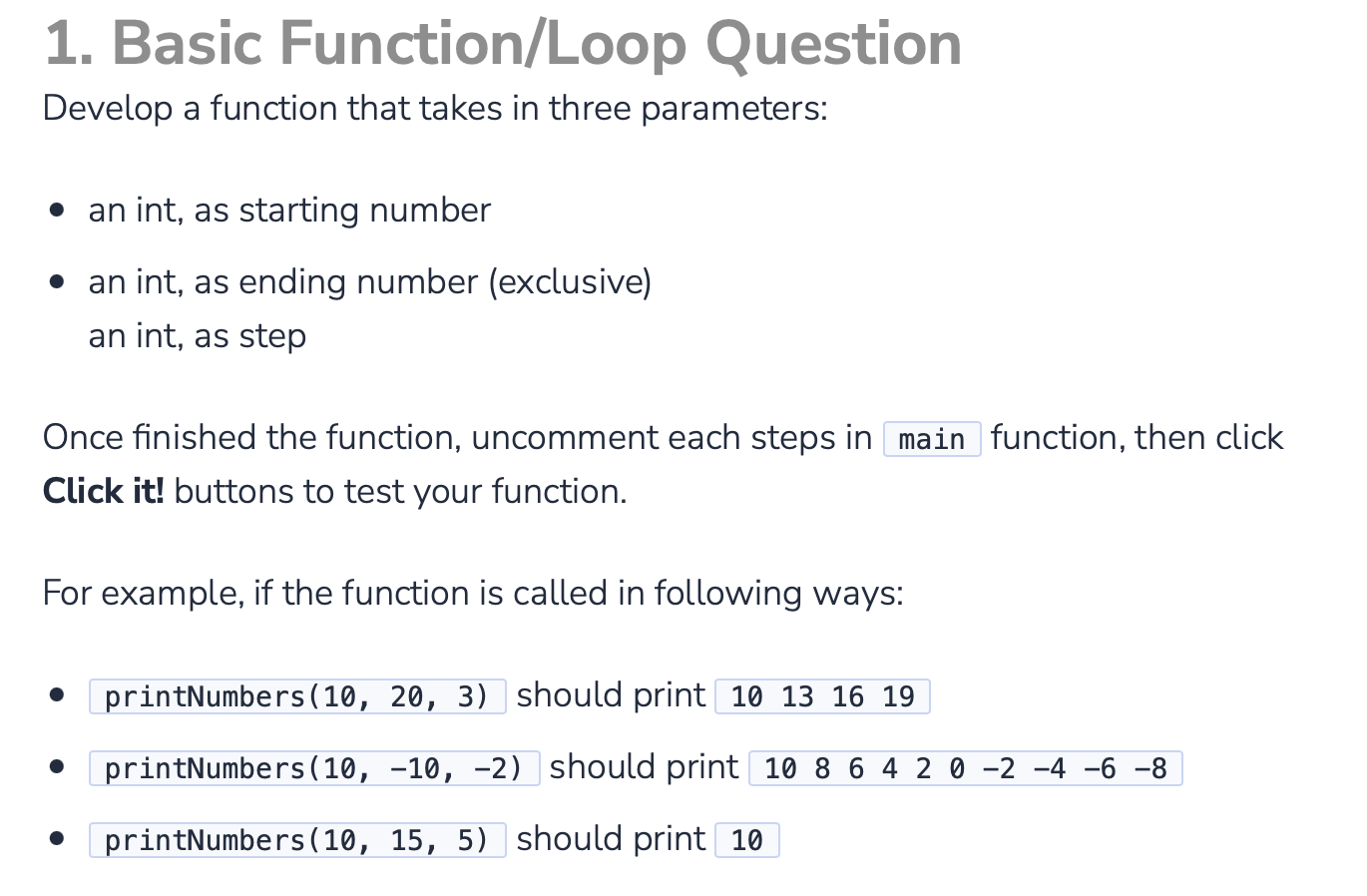 Solved 1. Basic Function/Loop Question Develop a function | Chegg.com