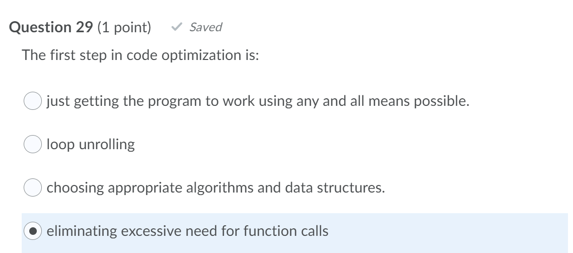 Solved Question 29 (1 point) Saved The first step in code | Chegg.com
