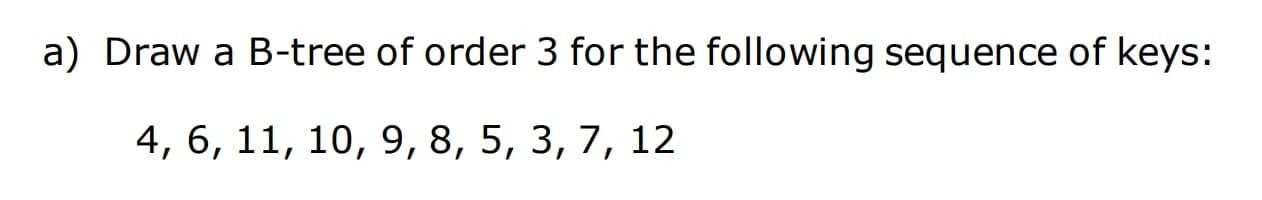 Solved a) Draw a B-tree of order 3 for the following | Chegg.com