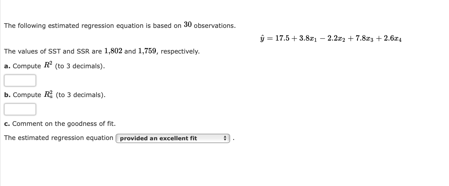 Solved The Following Estimated Regression Equation Is Based | Chegg.com