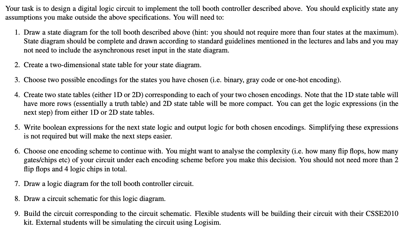 Solved Your task is to design a digital logic system for a | Chegg.com