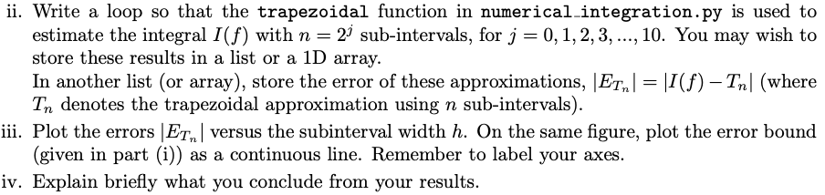 Solved ? = ii. Write a loop so that the trapezoidal function | Chegg.com