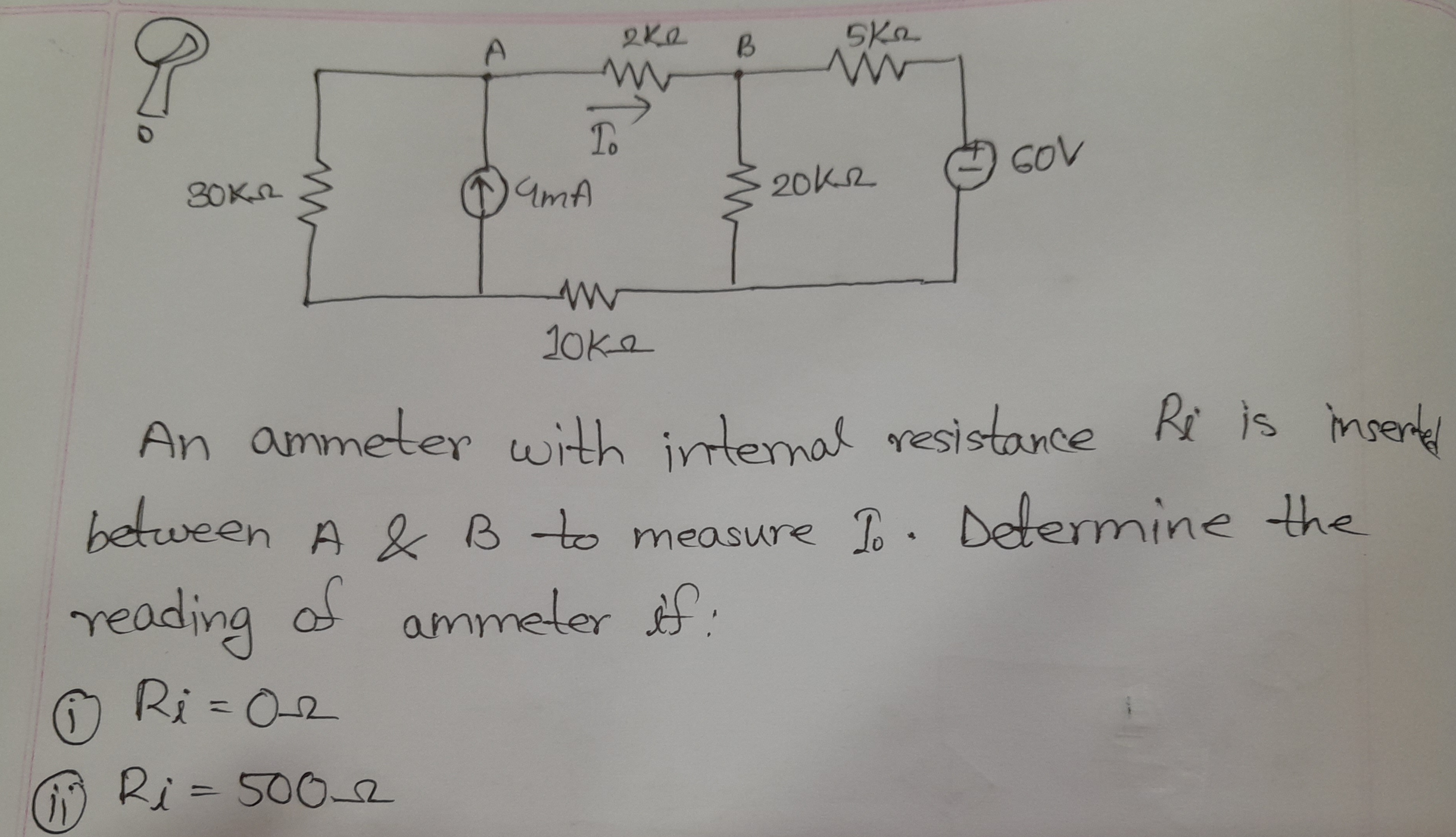 Solved An ammeter with internal resistance Rl is insertel