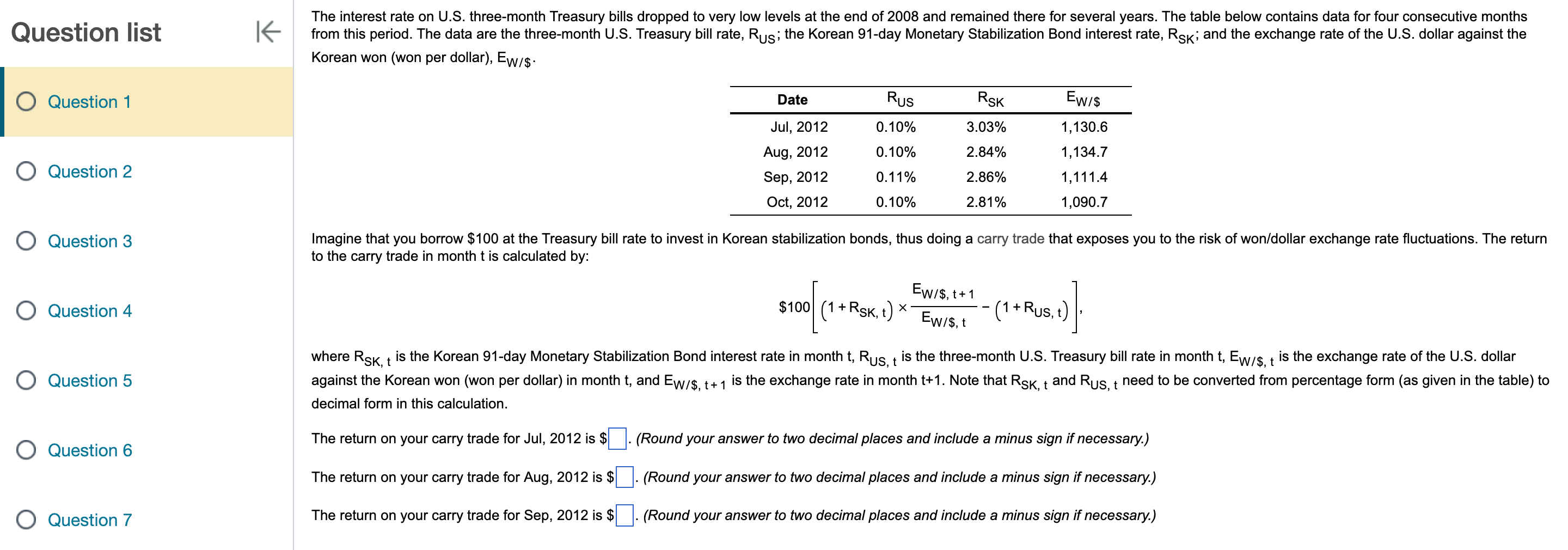 The interest rate on u s three month treasury bills chegg