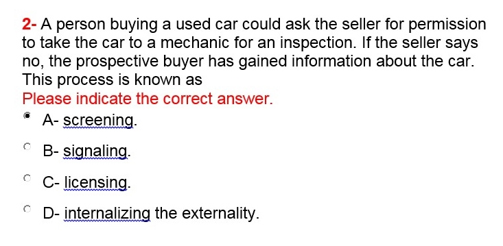 Solved 2- A Person Buying A Used Car Could Ask The Seller | Chegg.com