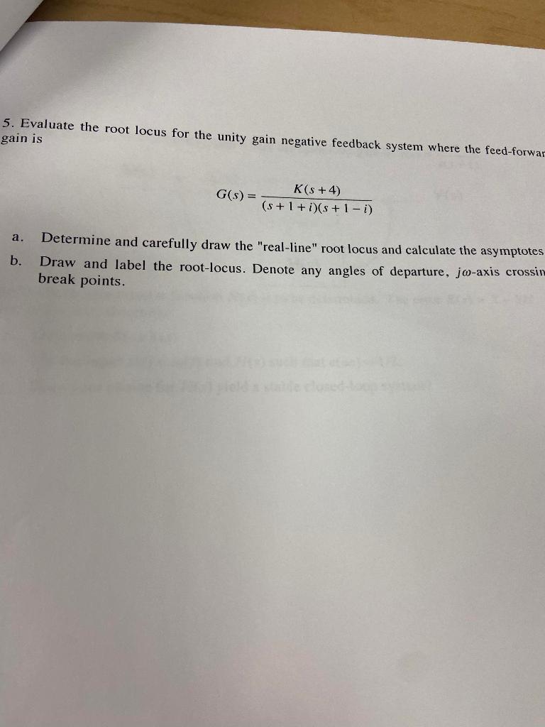 Solved 5. Evaluate the root locus for the unity gain | Chegg.com