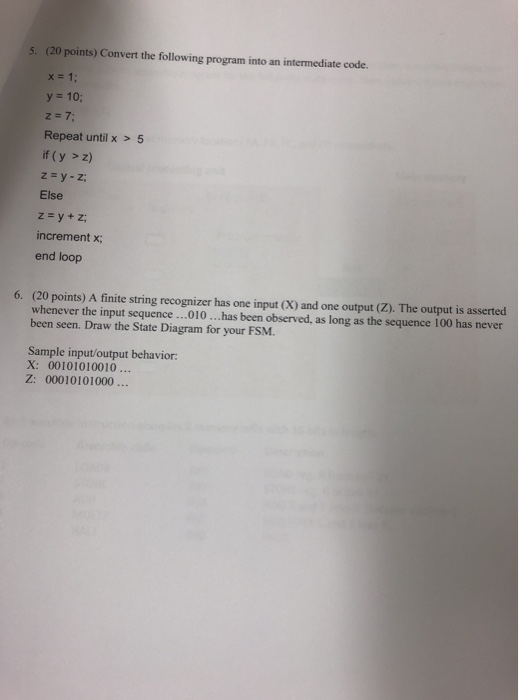 Solved 5. (20 points) Convert the following program into an | Chegg.com
