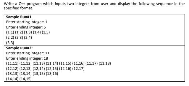 Solved Write A C++ Program Which Inputs Two Integers From | Chegg.com