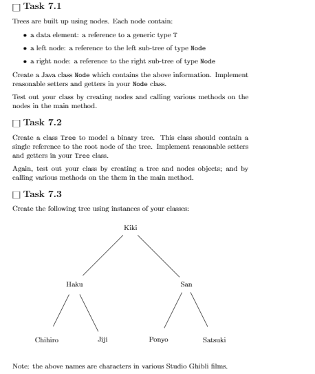 Solved Task 7.1 Trees are built up using nodes. Each node | Chegg.com