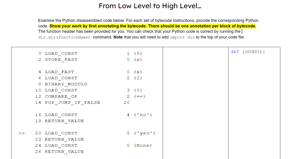 Solved From Low Level to High Level... Examine the Python | Chegg.com