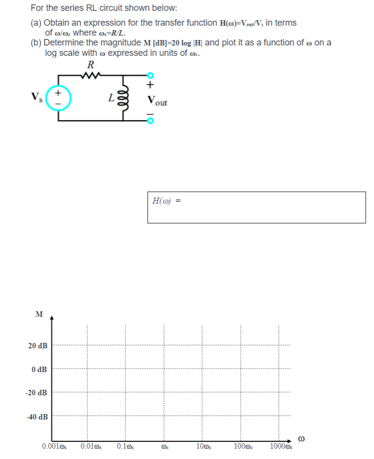 Solved For the series RL circuit shown below: (a) Obtain an | Chegg.com