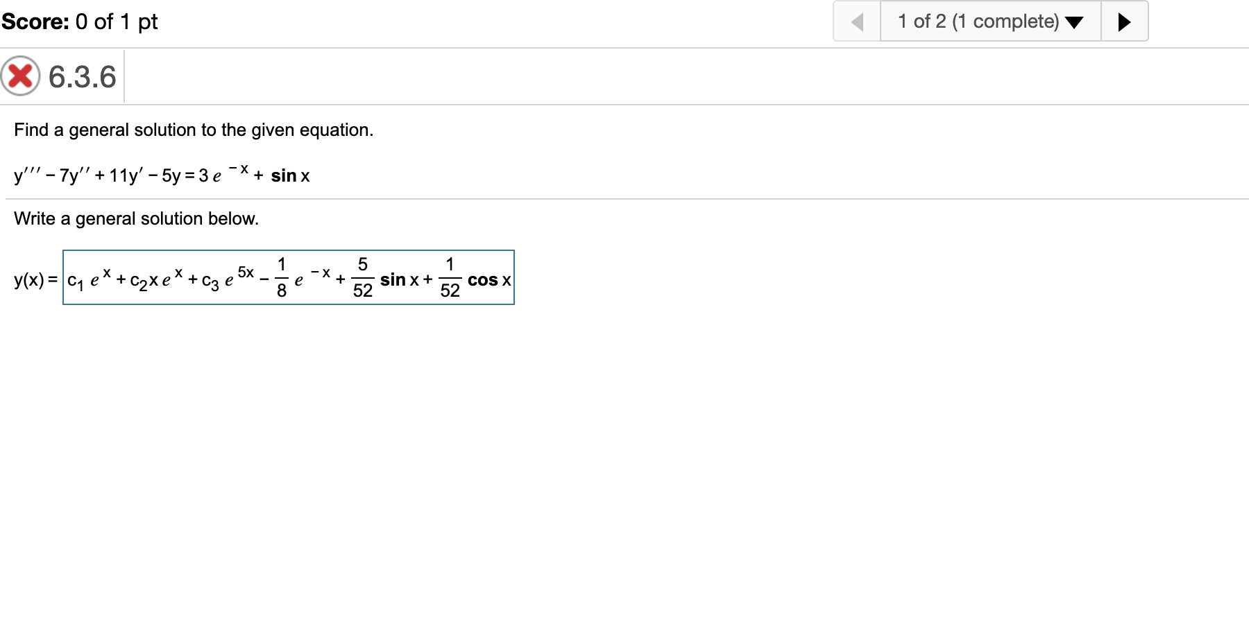 Solved 1 of 2 (1 complete) Score: 0 of 1 pt X 6.3.6 Find a | Chegg.com