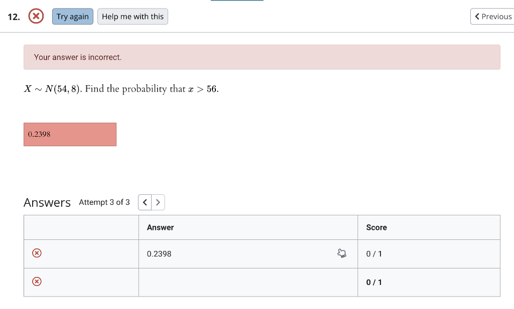 Solved 12. Try again Help me with this
