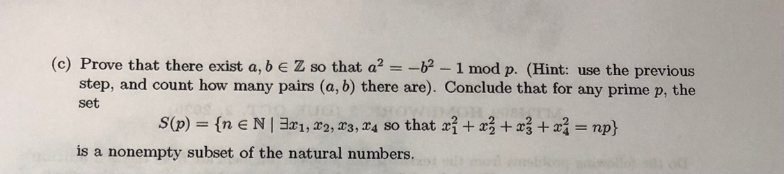 SOLVED: In the following sequence of problems, we will start the proof of  the Four-Square Theorem conjectured in the third century by Diophantus and  proven by Lagrange in 1770 (since it took