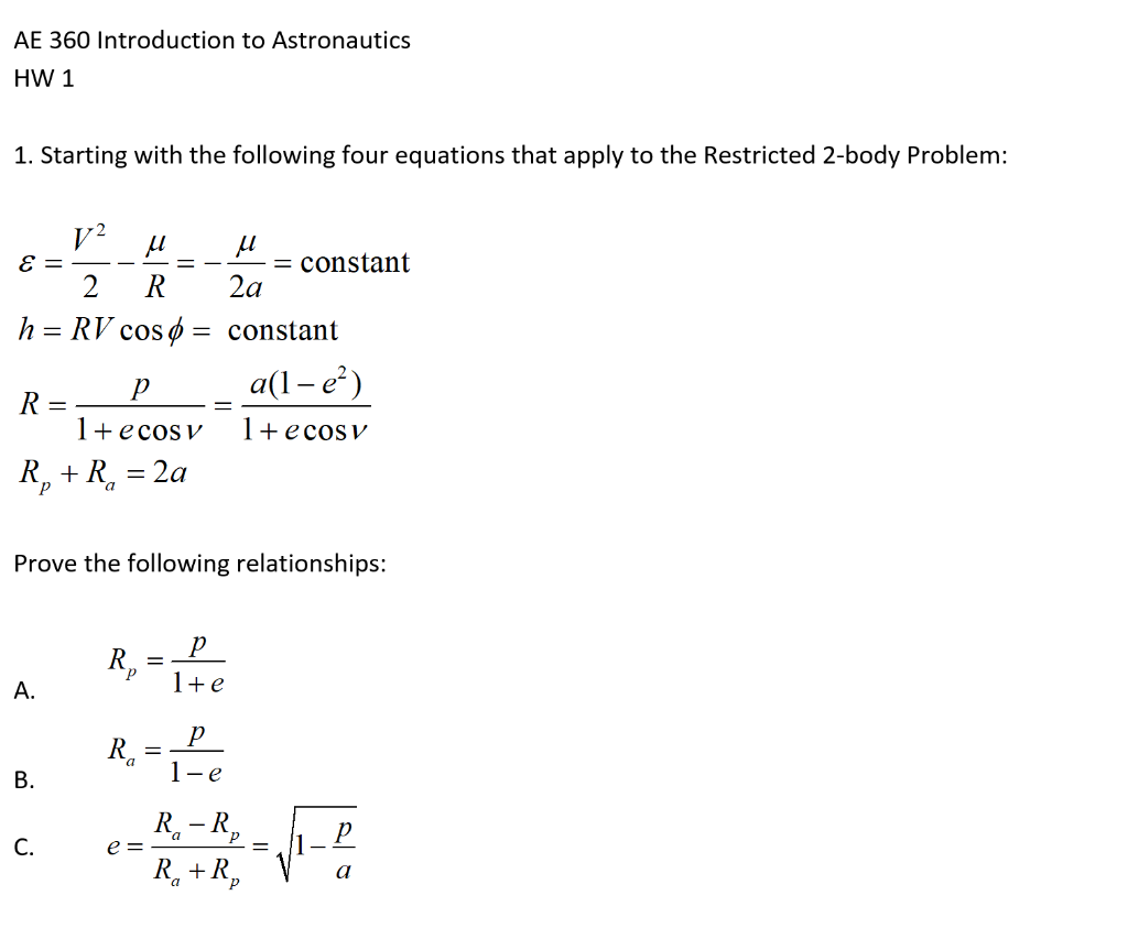 Solved Ae 360 Introduction To Astronautics Hw 1 1 Starti Chegg Com