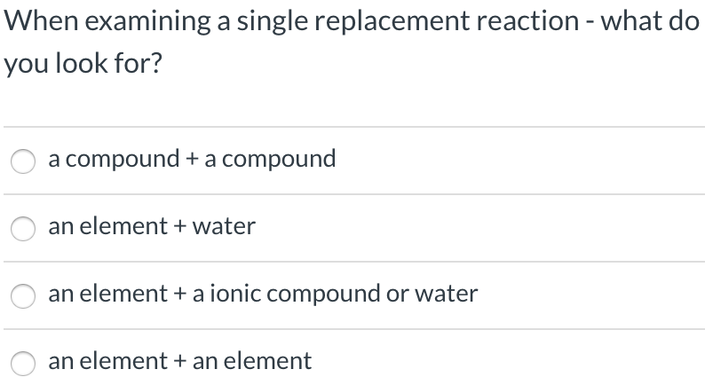 Single Replacement Example Questions Solved When examining a single replacement reaction - what | Chegg.com