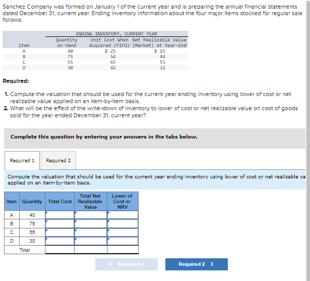 Solved Sanchez Company was formed on January 1 of the