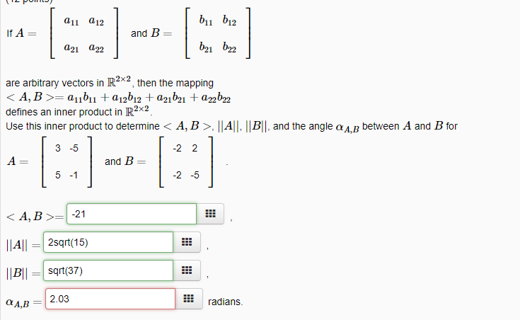 Solved A11 A12 And B A21 A22 B21 B22 Are Arbitrary Vectors | Chegg.com