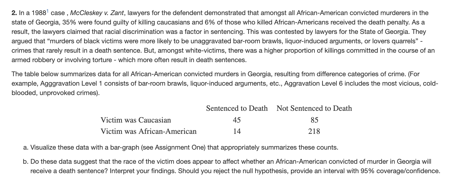 Solved 2. In a 19881 case, McCleskey v. Zant, lawyers for | Chegg.com