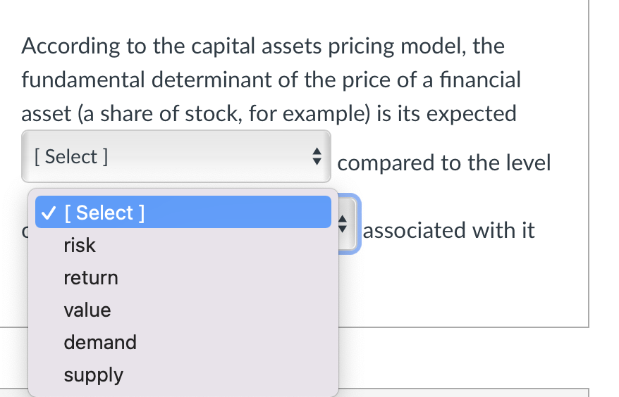 Solved According To The Capital Assets Pricing Model, The | Chegg.com