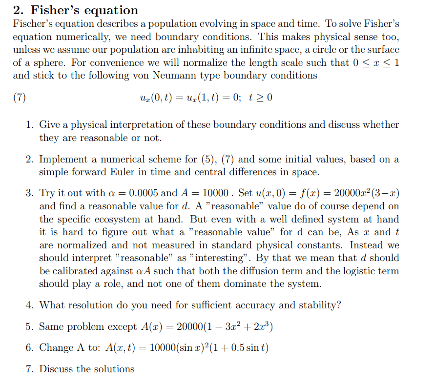 2. Fisher's Equation Fischer's Equation Describes A | Chegg.com