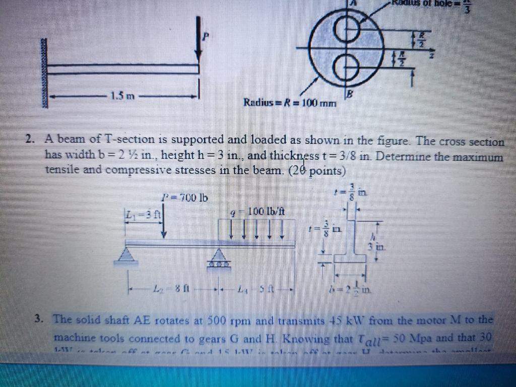 Solved A beam of T-section is supported and loaded as shown | Chegg.com
